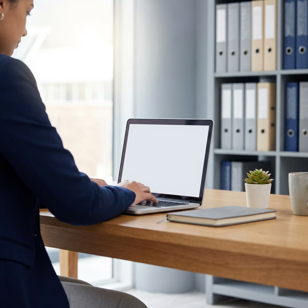 Egenföretagare arbetar vid laptop